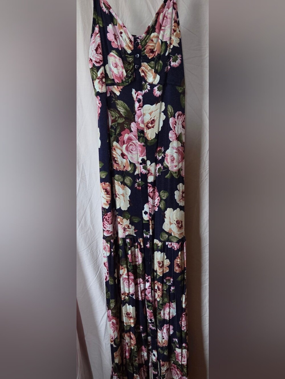 VENUS Navy Maxi Dress with Pink and Cream Floral Print
